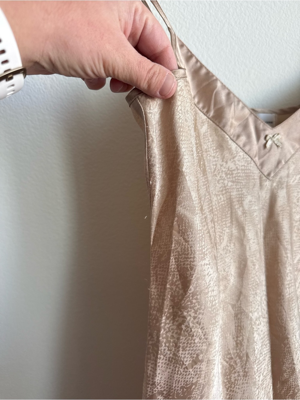 Vintage BG Lingerie Champagne Satin Snake Print Slip Dress Nightgown OS - Picture 4 of 9